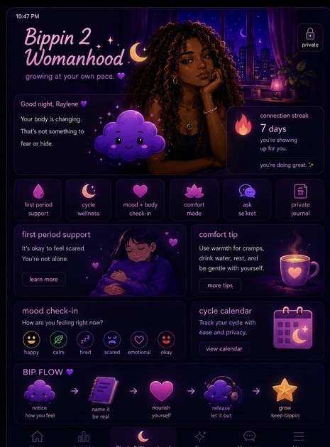 Older Bippin 2 Womanhood concept